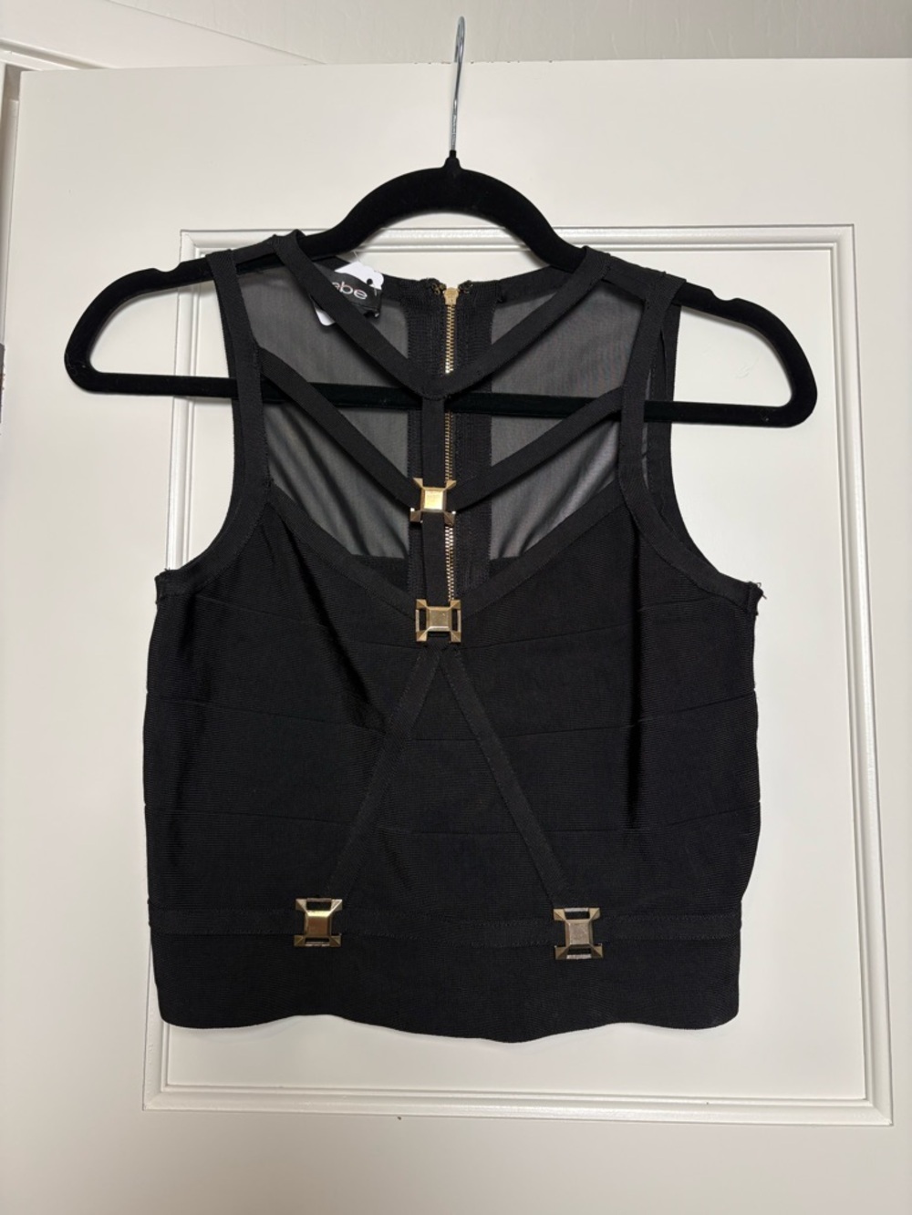 bebe Black Tank Top with Gold Accent Hardware